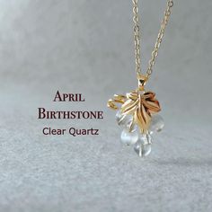 All necklaces are handmade and designed by us. In our store you will find high quality jewelry and in a reasonable price. -April Birthstone Grapevine Pendant- Celebrate April with our exquisite April Birthstone Grapevine Pendant, featuring radiant clear quartz. Known for symbolizing clarity and strength, this pendant is beautifully complemented by decorative selenite and cracked quartz. This unique gemstone necklace makes an ideal gift for April birthdays, adding a touch of elegance and brilliance to any jewelry collection. Embrace your birth month with this stunning handcrafted piece. All crystal beads in our store are natural and in high grade.  -Materials and Size- Crystal: Clear Quartz, Selenite, Cracked Quartz Chain: 18K Gold Filled/White Gold Filled Beads Size: 6mm, 4mm  (please allo Handmade White Charm Necklaces For Birthday Gift, White Nature-inspired Necklaces For Healing, Nature-inspired White Necklaces For Healing, Unique Handmade Necklaces For Birthday, Unique Handmade Birthday Necklaces, White Briolette Crystal Necklace Gift, White Briolette Crystal Necklace For Gifts, White Spiritual Necklace For Birthday, Spiritual White Necklace For Birthday