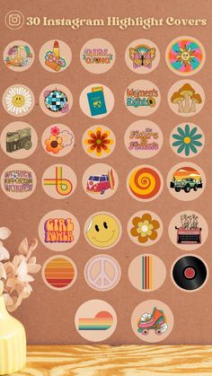 an image of various stickers on a wall