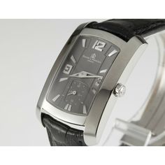 Baume & Mercier Stainless Steel Hampton Millies Watch w/ Leather Band 65310 Movement #9810163 Case #65310 Serial #3431740 Stainless Steel Rectangular Case 25 mm Wide (27 mm w/ Crown) 33 mm Long Lug-to-Lug Width = 18 mm Lug-to-Lug Distance = 40 mm Thickness = 7 mm Gray/Mauve Sunburst Dial w/ Silver Tic Marks, Arabic Numerals, and Hands (M + H) Includes Seconds Subdial 18 mm Wide 27 mm Long Black Leather Aftermarket Band w/ Original Stainless Steel Deployment Clasp Adjustable 18 mm Wide Total Mass = 42.2 grams Does Not Include Original Box or Papers This watch is guaranteed authentic. One year warranty included with purchase. Rectangular Chronograph Watch For Business, Business Chronograph Watch With Rectangular Face, Rectangular Chronograph Watch Accessories For Business, Classic Chronograph Rectangular Watches, Classic Rectangular Chronograph Watch, Modern Rectangular Watches With Date Indicator, Silver Chronograph Watch With Rectangular Dial For Business, Rectangular Business Watches With Date Indicator, Rectangular Analog Watches For Business