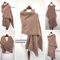 Info! ------Der Schal wird Doppel Fädig mit Hochwertiger Luxus Wolle Handgestrickt! Keine Strickmaschinen Ware!------ Wunderschöner, flauschig weicher Riesen Schal aus einer wunderbaren weichen Hochwertigen Wolle!  Super warm! Wie eine Decke! Du kannst es in vielen Möglichkeiten tragen!  Du wirst erstaunt sein, wie wunderbar dieser Schal flauschig weich und warm ist!  Schal - Schulterwärmer - Decke - Poncho- Tuch Meliertes Braun. Material: 77% Aplaca,23%Seide Der Schal ist 60cm breit und ca. 320 Winter Knit Wraps One Size, Winter Shawl Knitting Pattern One Size, Knit Shawl Wrap For Winter, Knitted One-size Winter Wrap, One Size Knitted Winter Wraps, One Size Winter Knitted Wrap, One Size Knitted Wraps For Winter, Hand Knitted One Size Wraps For Fall, Winter Knitting Pattern For Scarf Shawl