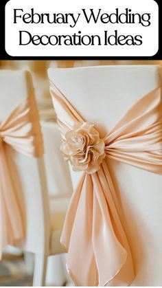 chairs decorated with blush and gold sashes