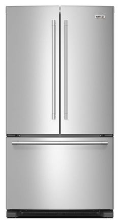 a stainless steel refrigerator freezer with two doors