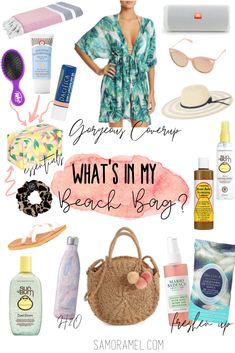 an image of what's in my beach bag? with the title overlay