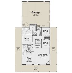 the garage and living room are shown in this floor plan, which includes two separate rooms