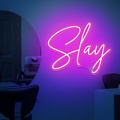 Slay Neon Sign Cool Word Led Light Funny Led Signs, Led Light Beauty Room Sign, Baddie Neon Sign, Slay Neon Sign, Led Neon Signs Pink, Hot Pink Led Sign, Light Words, Empowering Words, Beauty Salons