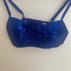 Gorgeous Sequined Bra With A Satin Bow. Super Cute! Blue Party Bra With Underwire, Blue Fitted Strapless Bra, Bra Sizes, Women's Intimates, Super Cute, Bra, Blue, Women Shopping, Color