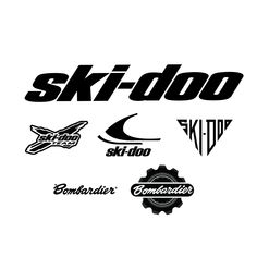 the logos for ski - doo are shown in black and white