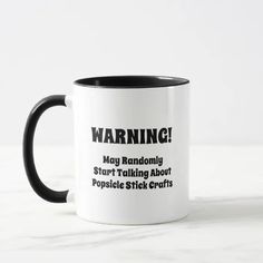 a black and white coffee mug that says warning may randomly start talking about octopus haircuts