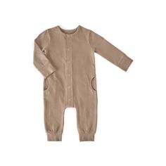 Essentials Romper Romper Pehr Portobello 0 - 3 mos. Stretch Cotton Onesie For Playwear, Cozy Solid Cotton Sleepwear, Cotton Onesie For Spring, Stretch Cotton Onesie For Playtime, Organic Cotton Long Sleeve Onesie For Spring, Fitted Organic Cotton Long Sleeve Onesie, Fitted Long Sleeve Organic Cotton Onesie, Unisex Cotton Onesie For Loungewear, Cotton Onesie For Sleep