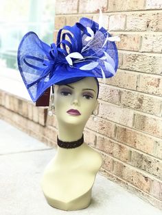 "✿*. About Shipping.*✿ All the hats will be shipped out from Rockville, MD 20854 via FedEx/UPS GROUND (1~7 business days) or USPS Priority mail (2-4 business days) if their shipping fee is much the same. The overnight and other shipping service are also available. Please contact me first if you want it, I will check the price and delivery time for you. Pick up is available! If you are very urgent, please order your hats early and save money! Key Features: 100% 3 Layers Sinamay base with Two laye Royal Blue Fascinator For Kentucky Derby Races, Royal Blue Wedding Hat For Kentucky Derby, Royal Blue Fitted Fascinator Hat, Blue Wide-brim Fascinator For Kentucky Derby, Easter Tea Party, Brimmed Kentucky Derby Costume Hat, One Size, British Things, Victoria Fashion, Ribbon Headbands