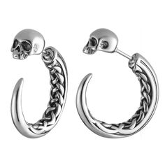 PRICES MAY VARY. Moon Earring: Retro gothic punk moon and skull design, classic simplicity. Every detail has been polished, authentic to the touch and extremely visual, comfortable to wear and a great choice for a club or Halloween party. Clothing to match the rock, goth and hip-hop styles Materials: Made of high-quality stainless steel with a delicate pattern that does not fade, hypoallergenic, rust, deform, making this pendant durable and suitable for long wear without damaging the skin Size: Moon Piercing, Earring For Men, Mens Earrings, Moon Earring, Punk Skull, Crescent Moon Earrings, Retro Punk, Gothic Punk, Hero 6