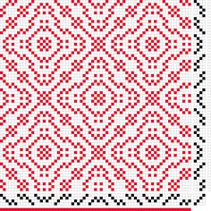 a red and black cross stitch pattern on a white background