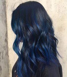 Dark Purple Hair Color, Blue Hair Highlights, Underlights Hair, Pravana Vivids, Dark Purple Hair, Blue Black Hair, Blue Ombre Hair, Dark Blue Hair, Level 7