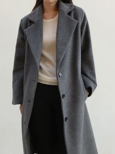 A midi length premium wool coat with 3 button closure. Collared, in a structured fit. Model is in MINUSEY ONE SIZE. ✔️ Free worldwide express shipping over $100✔️ Loved by 6,500+ customers✔️ Limited edition collections, maximum style⠀⠀⠀⠀⠀⠀⠀⠀⠀Stay ahead of the trend with can’t-find-anywhere-else staples. Your closet will thank you 💕 * MINUSEY ONE SIZE = EU 34-38, US 2-6* 100% Premium Fine Wool* Dry clean* Made in Korea - Model Height: 172cm/5'7" (US2, EU34) Wool Outerwear With Hidden Button Closure For Office, Modern Wool Coat With Button Closure For Office, Single Breasted Wool Outerwear For Office, Classic Winter Outerwear For Office, Elegant Oversized Single Button Outerwear, Wool Coat With Button Closure For Office, Wool Office Coat With Button Closure, Office Wool Coat With Button Closure, Gray Long Wool Coat For Workwear