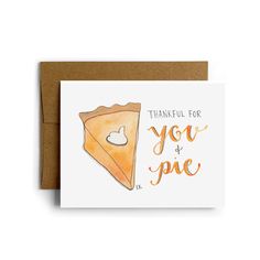 a card with the words thank for you and a slice of pizza on it's front