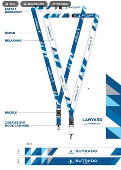 a blue and white lanyard with instructions on how to tie it in the same direction