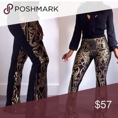 Pants High waist pants,Embroidered in sequins w/zipper in back, has stretch. Pants Boot Cut & Flare High Waist Pants, Pants Boot, Stretch Pants, Waist Pants, High Waisted Pants, Boot Cut, Capri Pants, High Waist, High Waisted