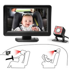 a baby in a car seat is shown on the screen with an infrared camera attached to it