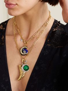 MAISON MAYLE Long Links Plus One gold-plated crystal necklace Crystal Moon, Necklace Charms, Fine Jewelry Designers, Jewelry Inspo, Gold Jewelry Fashion, Fashion Jewelry Necklaces, Ear Jewelry, Diamond Gemstone, Gemstone Necklace