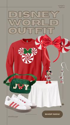 Disney World peppermint candy cane Christmas outfit for women  Follow my shop @shelbburger on the @shop.LTK app to shop this post and get my exclusive app-only content!  #liketkit #LTKHoliday #LTKTravel #LTKFamily @shop.ltk https://liketk.it/4VW9A Christmas Outfit For Women, Disney Attire, Disney Trip Outfits, Disney Outfits Women, Mickey Mouse Outfit, Disney Themed Outfits, Disney World Christmas