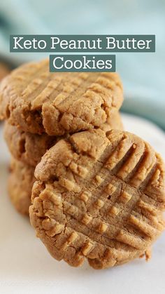 three peanut butter cookies stacked on top of each other