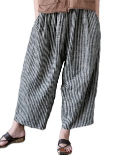 PRICES MAY VARY. Features: Linen pants women,has special hi low pockets,striped and solid color for you,elastic waist can make a nice fit Material:Baggy palazzo capri pants for women is breathble and soft,it's comfortable to wear,striped style made of cotton linen,the solid style made of linen Match:Women's casual harem crop pants,it's very easy to match with tops,t-shirt,shirts,coat,sneakers, sandals,flat shoes and boots etc Occasion: Ladies wide leg boho pants,suitable for everyday wear,trval, Plus Size Harem Pants, Japanese Minimalist Fashion, Casual Linen Pants, Bohemian Pants, Gaucho Pants, Unique Pockets, Hippie Pants, Boho Pants, Pants Cotton