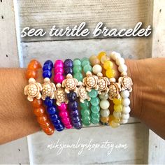 Handmade Sea turtle beaded gemstone stretch bracelet Vacation Beaded Bangle Jewelry, Beachy Colorful Beaded Jewelry For Gifts, Beachy Colorful Beaded Jewelry Gift, Colorful Beaded Bracelets For Gifts - Beachy Style, Ocean-inspired Adjustable Jewelry With Colorful Beads, Adjustable Beachy Beaded Bracelets For Gifts, Beachy Beaded Bracelets As Gift, Beachy Beaded Bracelets As Gifts, Beachy Beaded Bracelets For Gifts