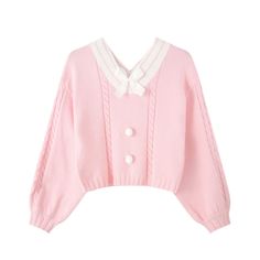 Free Shipping-Sweet Bow Button Pastel Color Knit Top Sweater sold by Littlepinko on Storenvy Cute Clothes Pastel, Pastel Academia Outfit, Cropped Sweater Outfit, Pastel Clothes, Pastel Tops, Outfits Coquette, Pastel Top, Sailor Moon Fashion, Pastel Sweater