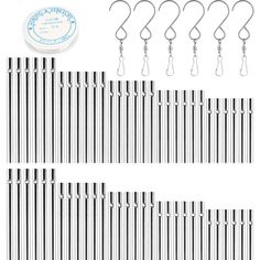 several different types of knitting needles and hooks