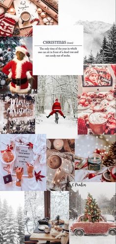 a collage of photos with santa clause on it