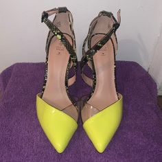 Call It Spring Maryam Heel. Never Worn, I Purchased The Display Pair. No Box. Size 7. Spring Yellow, Call It Spring Shoes, Spring Shoes, Yellow Black, Black N Yellow, Size 7, Heels, Yellow, Women Shopping