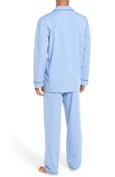 Classic Cotton Loungewear Set, Cotton Button-up Sleepwear For Pajama Party, Button-up Cotton Sleepwear For Pajama Party, Cotton Lounging Sets With Pockets, Cotton Button-up Sleepwear For Lounging, Classic Cotton Sets With Relaxed Fit, Classic Long Sleeve Sleep Sets, Long Sleeve Sleepwear With Button Cuffs, Long Sleeve Sleepwear With Button Cuffs For Loungewear