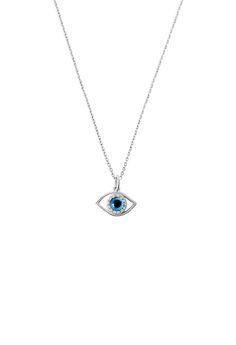 18K 14K 9K Diamond Evil Eye Necklace Protection Necklace - Etsy Greece White Gold Sterling Silver Evil Eye Jewelry, Fine Jewelry White Gold Evil Eye Jewelry, Silver Evil Eye Necklace In Fine Jewelry Style, Fine Jewelry Necklaces With Diamond Eyes For Gifts, Fine Jewelry Necklace With Diamond Eyes For Gift, Sterling Silver Necklace With Round Diamond Pendant, Evil Eye Diamond Jewelry As Gift, White Gold Necklace With Evil Eye, Fine Jewelry With Evil Eye In White Gold