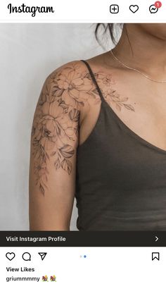 a woman's arm with flowers on it and the words instagram written below