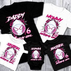 Personalized Spider Gwen Birthday Shirt Spider Gwen Birthday, Spiderman Miles Morales, Girls Baseball, Spiderman Miles, Spiderman Birthday Party, Girls Sister, Girl Shirts, Baseball Girls, Girl Birthday Themes