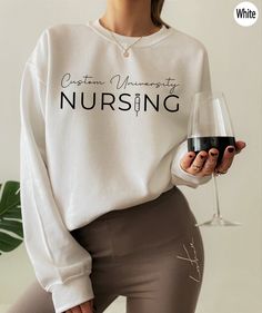 Personalized Nurse Shirt, Custom University Nursing Shirt, Nursing School Shirt, Nurse Gifts, Nurse Life Shirt, Nurse Graduation Gift, D5807 H O W  TO  O R D E R 1️⃣Please, check and review all the photos. 2️⃣ Choose your T-shirt size and color. 🔵Different styles of shirts may have different shades of same color choice due to different manufacturer brands. 🔵For this reason, we recommend you to match shirts from the same styles if you want precisely matching colors (ex. Unisex, V-necks, Toddler Student Nurse Shirts, Nursing School Shirts Student, Nursing Student Shirts, Lpn Nurse, Nurse School, Nursing School Shirts, Nursing Shirt, Nursing Schools, V Neck Shirts