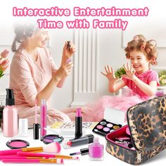 SAFETY & WASHABLE & NON-TOXIc] The toddler makeup kit is completely safe, washable, non-toxic, easy to clean, not irritating Kids makeup is specifically designed for kids, the makeup set for girls is made of safe water-soluble materials, meets federal safety standards, making it safe and friendly for kids No preservatives, soft and compatible with the skin Just wash with soap or water, and cosmetic washes off right away 23 IN 1 SUPER RIcH MAKEUP KIT] This toddlers play makeup kit includes everything for little girls to pretend play makeup like mom Washable real makeup for girls include Eye Shadows*2 (9 colors), Lipsticks*2 (red + pink), Folding comb*1, Makeup Brushes*5, Nail Polish*2, Blush *1, Puff *1, Pressed Powder *1, Empty Spray Bottle*1, Lip gloss*1, glitter Powder *2, Diamond Sticke Rich Makeup, Toddler Makeup, Kids Makeup Kit, Makeup For Girls, Real Makeup, Pretend Makeup, Makeup Toys, Makeup Kit For Kids, Play Makeup