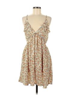 Shein Casual Dress Size: 8 Tan Dresses - used. 100% POLYESTER, Plunge, Floral, Short, Sleeveless | Shein Casual Dress: Tan Floral Dresses - Used - Size 8 Cheap Brown Floral Print Sundress, Spring Brown Floral Print Sundress, Brown Floral Print Mini Dress For Summer, Tan Floral Dress, Forever 21 Beige Summer Dress, Forever 21 Floral Print V-neck Dress, Casual Dresses For Women, Casual Dress, Casual Dresses