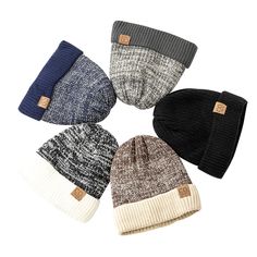 Features: - Material: 100% Cotton - Size: 55-60 cm (21.7-23.6 inches) Elastic - Knitted - Warm Inner Lining Wool Hat Men, Beanie With Ears, Knit Hat For Men, French Women Style, Watches Women Leather, Winter Knit Hats, Mens Beanie, Knitted Beanie, Casual Cap