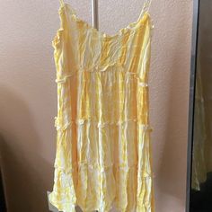 Charming Yellow Dress Made From High-Quality Fabric. Brand New. Selling Because It Doesn't Fit Me. This Dress Is Perfect For Any Occasion, Offering A Blend Of Comfort And Style. A Must-Have Addition To Your Wardrobe! Yellow Ruffled Sundress For Summer, Casual Yellow Ruffled Sundress, Yellow Casual Sundress With Ruffles, Casual Yellow Sundress With Ruffles, Yellow Ruffled Mini Sundress, Yellow Mini Sundress With Ruffles, Casual Yellow Mini Dress With Ruffles, Yellow Cotton Mini Dress For Beach, Yellow Mini Sundress For Vacation