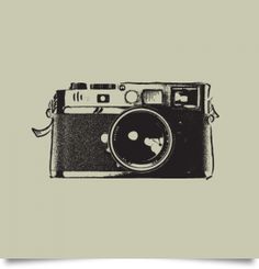 an old fashioned camera with a lens on it's front and side view, in black and white