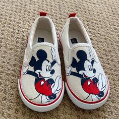 Gap Disney Collaboration Mickey Kids Slip On Shoes. Brand New Never Worn Without Tags Cartoon Sneakers With Rubber Sole And Round Toe, Fun Sneakers With Character Print And Round Toe, Fun Cartoon Print Sneakers With Round Toe, Disney Character Print Sneakers With Round Toe, Disney Themed Slip-on Sneakers For Disney Trips, Playful Cartoon Print Sneakers With Round Toe, Playful Cartoon Print Round Toe Sneakers, Disney Mickey Mouse Low-top Sneakers, Cute Minnie Mouse Sneakers With Round Toe