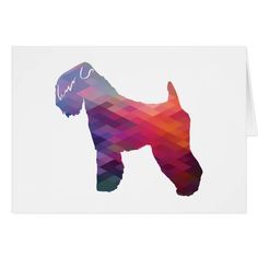 a card with a colorful dog silhouette on it