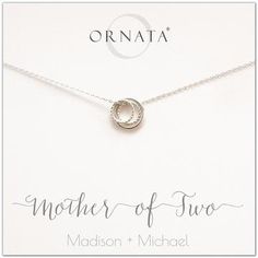 Family of Three Interlocking Circle Necklace – Ornata Mother Of Twins, Mother Child Necklace, Mother Necklace Personalized, Mother Of Two, Dainty Diamond Necklace, Necklace For Girlfriend, Diamond Solitaire Necklace, Mothers Necklace, Kids Necklace