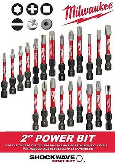 milwaukee tools 2 in 1 power bit screwdriver set, 12 piece with case