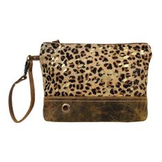 Myra Bag Pouch Delight Wristlet Bag With Leather Hair On & Accents In Leopard Nwt Presenting Another Worldly Charm To Meet Your Storage Needs While Being On The Move. Leopard Print Leather Paired Up With Tan Leather Certifies The Best Craftsmanship. 9.5 X 1 X 7.5 7" Wristlet Handle Matches With Party Delight Hair On Tote & Vibrant Duffle Bag For The Perfect Matching Travel Set!! Bunny Backpack, Leopard Bag, Cowhide Bag, Personalized Backpack, Personalized Tote Bags, Next Clothes, Monogram Styles, Leather Wristlet, Printed Leather