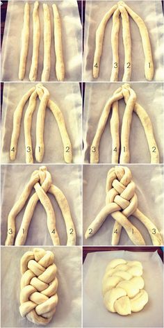 step by step instructions on how to make an uncooked bread braided in dough