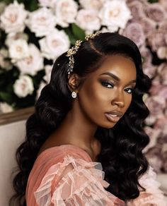 Glam Bridesmaid, Black Bridal Makeup, Cabello Afro Natural, Bridal Makeup Looks, Beautiful Hairstyles