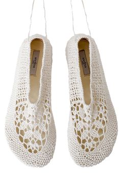 Merezhyvni Woven Flats By Hvoya | Moda Operandi Woven Flats, Mesh Flats, White Flats, Fashion Editor, Crochet Accessories, Who What Wear, Cotton Weaving, Moda Operandi