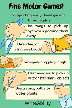 a poster with instructions on how to play fine motor games